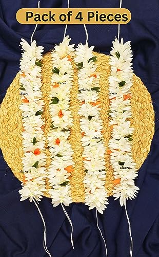 Image of gajra for hair bun juda accessories mogra Jasmine Scrunchies For Women Pack 4 pieces (multi)