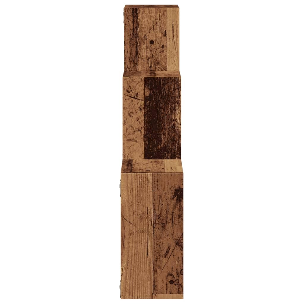 Scaffale a cubo, effetto legno anticato, 68 x 15 x 68 cm, set di mensole sospese per soggiorno, camera da letto, corridoio, mensola decorativa