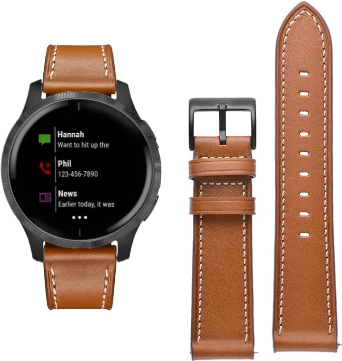 Miniatura 4 de GARTOO Correa de cuero para Garmin VenuVenu SqVivoactive 3, correa de repuesto de cuero de 0.787 pulgadas para mujeres y hombres para Garmin Venu