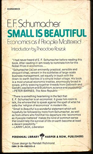 Small is Beautiful: Economics as if People Mattered