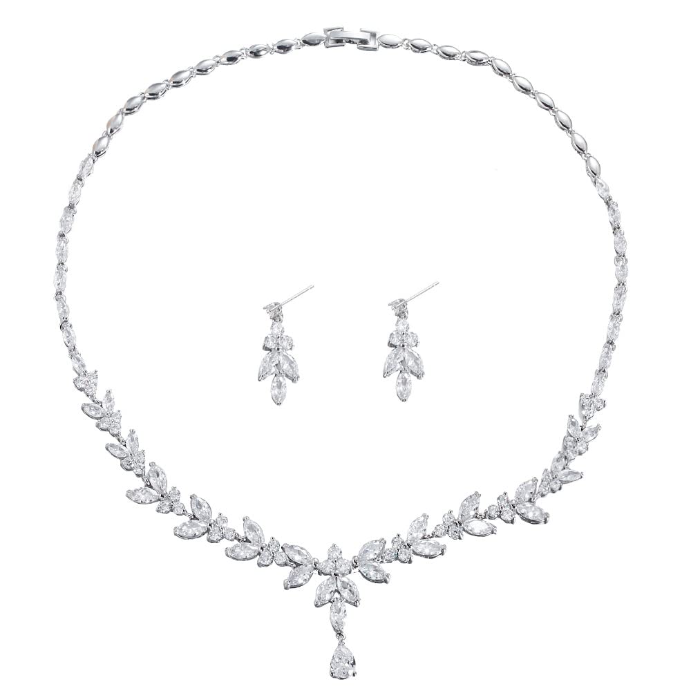 Joyería Nupcial de Boda para Mujer, Collar AAA+Zirconio Conjunto de Joyas Libres de Alergia Boda Compromiso Regalo de Cumpleaños, Conjunto de Joyería Nupcial para Mujer para Festival