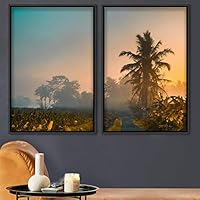 2 Piece Framed Canvas Wall Art Palm Tree Canvas Prints Home Artwork Decoration for Living Room,Bedroom - 16