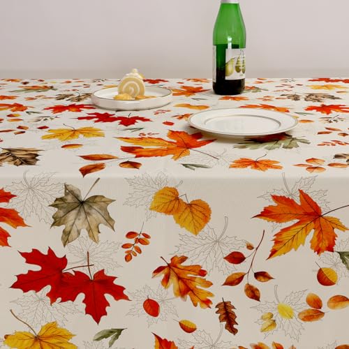 Arquiel Fall Maple Leaves Tablecloth, Rectangle Autumn Harvest Table Cloth Waterproof - Image 2