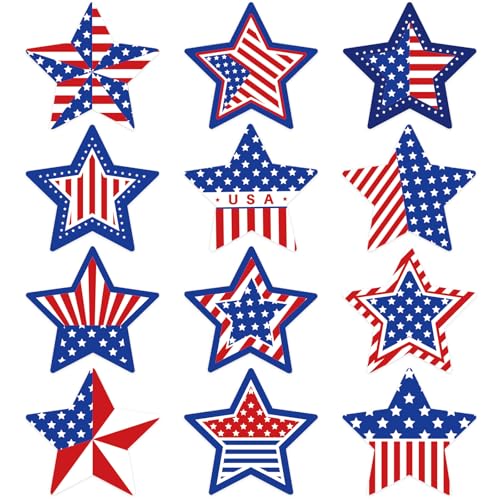 360Pcs Patriotic Star Stickers, 4th of July Red White Blue Star Stickers Self Adhesive Independence Day Envelope Seal Sticker 4th of July Labels Decals for Party Decor Supplies