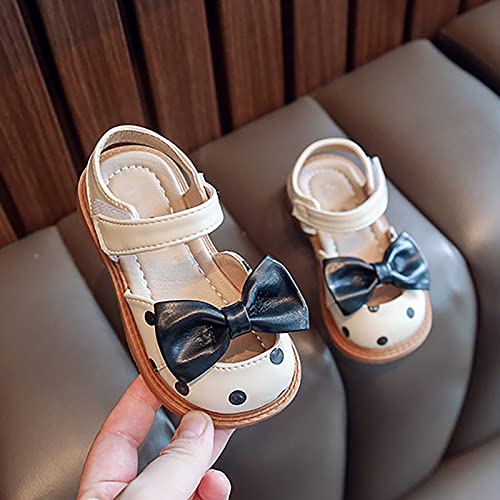 Toddler Girls Sandals Polka Dot Decorated Closed Toe Open Toe Heel Sandals Bow Princess Shoes Girls Sandles Size 2.52