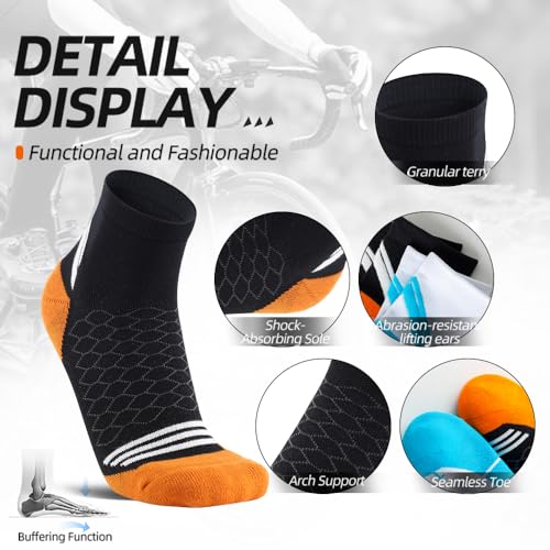 Men's sports ankle socks,Arch support compression quarter socks,Moisture wicking quick drying,4 pack4