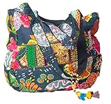 TribeAzure - Bolso de hombro con bordado grande, cómodo, espacioso, informal, para el mercado de la moda, todos los días, Royal Space Blue, Large