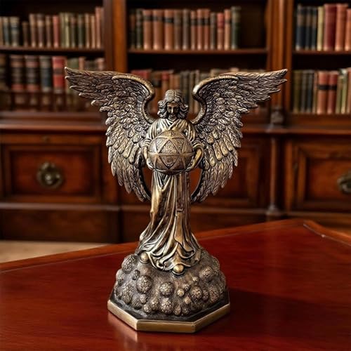 Statue géométrie sacrée avec cube en résine de bronze petite