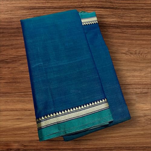 Image of Narayanpet Pure Cotton Avani Border Saree for Women with Running Blouse | Tassels | Traditional Woven Solid Design | Handloom Weave