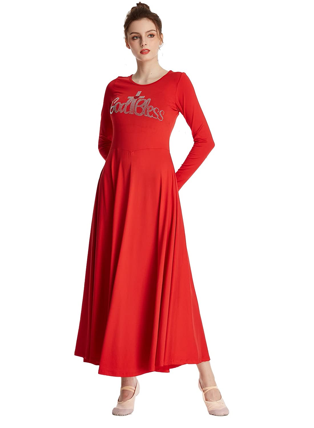 Robe de danse ample Myrisam rouge taille S pour adulte à manches longues - 8