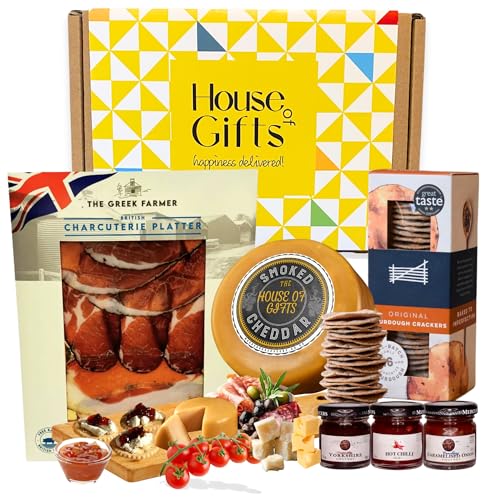 Charcuterie and Cheese Gift Box Hamper Artisan Cheese and Chutney with Savoury Crackers Gourmet Relish & Onion Chutney Cheeses Board Hamper Gift Set Gifting Hampers Set