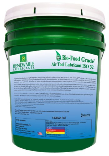 Renewable Lubricants Bio-Food Grade ISO 32 Air Tool Lubricant, 5 Gallon Pail