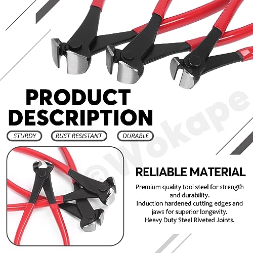 Wokape 1Pcs 7 Inch Red Steel Nail Puller, End Cutting Pliers, Nail Remover, Nippers Tack Puller, Carpenter Pincer, End Cutting Nippers with Non-slip Handle for Cutting or Pulling Nails and Wires - Image 4