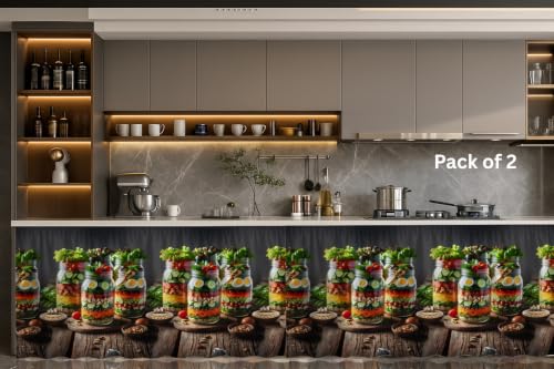 Image of Premium Printed Kitchen Sink Curtain | Washable & Dustproof Rod Pocket Counter Skirt | Perfect for Any Sink,Counter | Multicolor Cooking Theme for Home & Kitchen (150cm X 70cm) (2, Jaar)