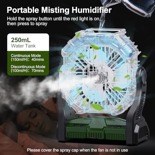 Odoland-Portable-Misting-Fan-10400mAh-Camping-Fan-with-RGB-Light-250mL-Water-Tank-Battery-Operated-Rechargeable-Mister-Tent-Fan-with-Hook-Cooling-Mist-Fans-for-Outdoor-Patios-Beach-RV-Car-Summer
