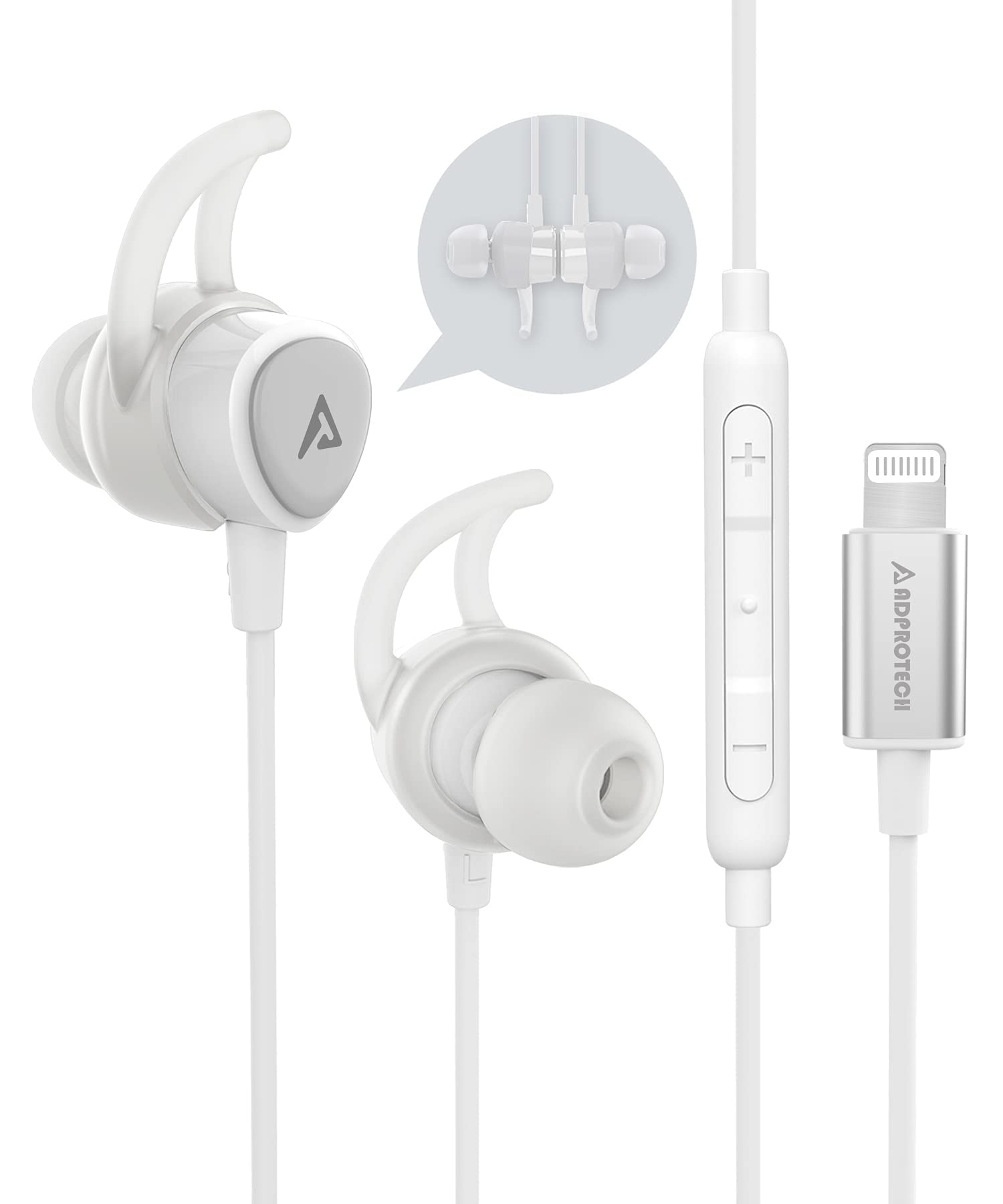 Lightning Headphones Earphones Magnetic Earbuds in-Ear MFi Certified with Microphone Controller for Sports Workout Compatible with iPhone 15