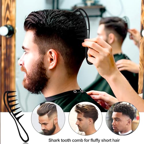 Sularpek 2 Stück Haarkämme, Breiter Zahnkamm, Hai Zahnkamm, Grobzinkiger Kamm, Kamm Locken, für Lockiges Nasses Gewelltes Dickes Haar Perücken Friseur Salon Damen und Herren (Schwarz)