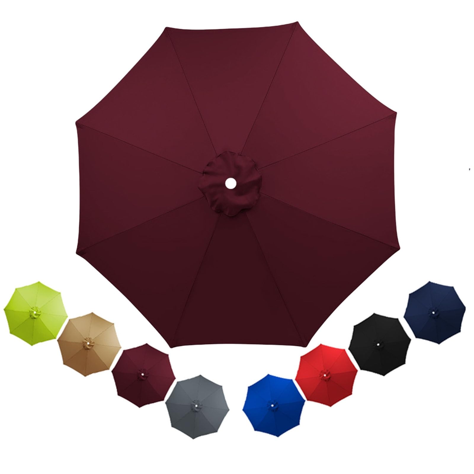 Patio Replacement Parasol Canopy Waterproof for 2m 2.3m 2.5m 2.7m 3.0m 3.5m Umbrella Cover Umbrella Replacement Top Outdoor Patio Replacement Parasol Fabric for Pool Beach(Wine red,2.0m/8ribs)