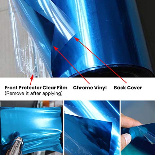 Image of LZLRUN 1FT x 5FT Chrome Mirror Vinyl Wrap Adhesive Car Sticker Decal Film (Green, 2 Inches x 30 FT)