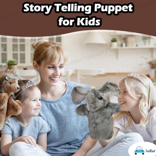 Image of FunBlast Plush Hand Puppets for Kids - Animals Hand Puppet Toys, Soft Hand Puppets for Kids, Story Telling Puppet for Kid, Fun Play Learning Toys (Elephant)