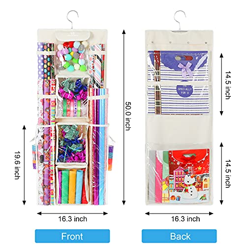 Freegrace-Double-Sided-Hanging-Gift-Wrap-Organizer-Large-16-x-41-Wrapping-Paper-Rolls-Storage-Bag-Tearproof-Space-Saving-Closet-Gift-Bag-Organization-Solution-Beige