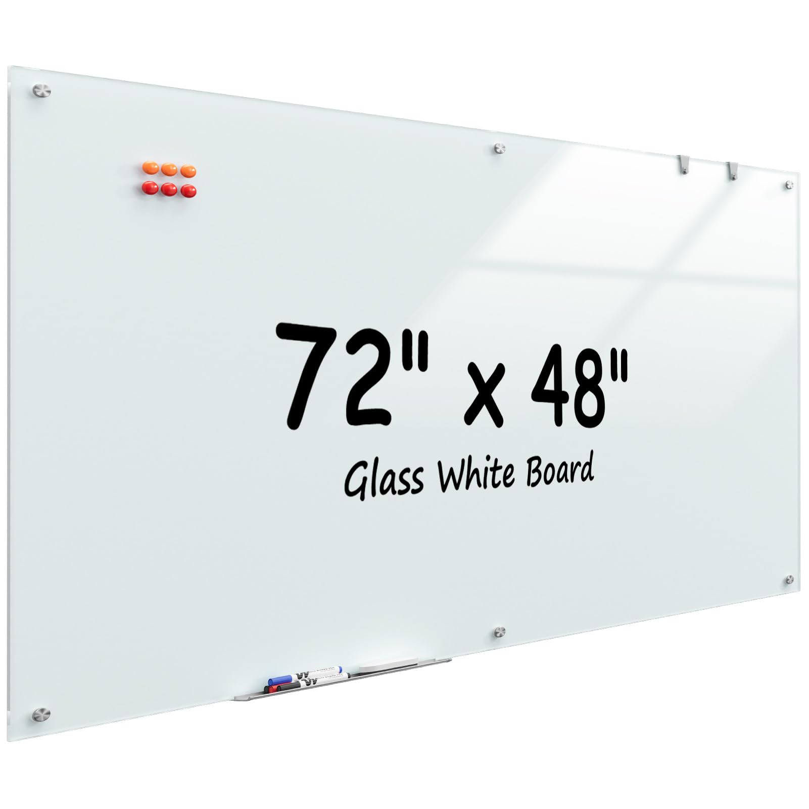 Photo 1 of MaxGear Glass Whiteboard Wall Mounted, Frameless Magnetic Dry Erase Board, Tempered Glass, Steel-Backed, Non-Porous Smooth Surface, Floating Design, Accessories Included, for Office Home Classroom