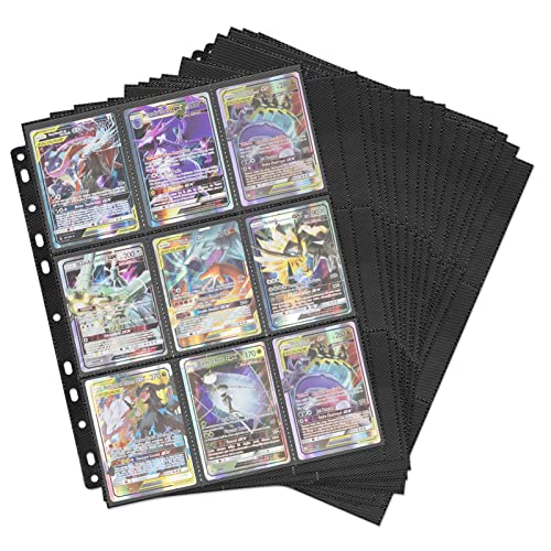 CONGMI 900 Pockets Sammelkarten Hüllen, 50 Seiten Sammelmappe mit Einstecktaschen auf beiden Seiten, Karten Hüllen für Verschiedene Ringbuchordner, Karten Sammelmappe A4 für Pokemon Karten, Schwarz Cover
