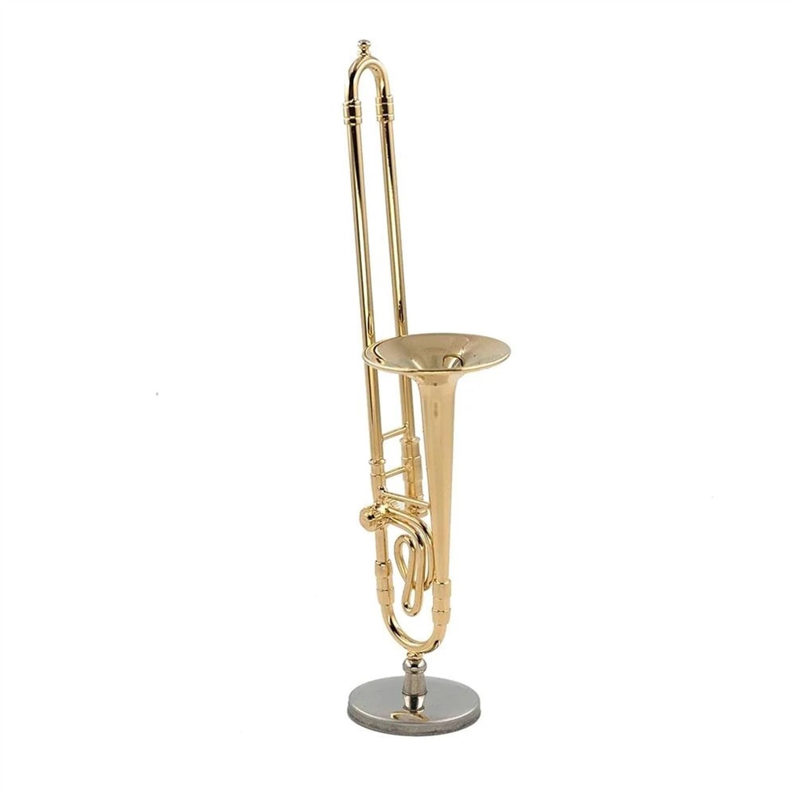 miniaturowe ozdoby muzyczne Minipuzon miniaturowy model puzonu ze stojakiem kreatywna wyjątkowa urocza dekoracja przenośny mini klasyczny miniaturowy model przenośny instrument muzyczny