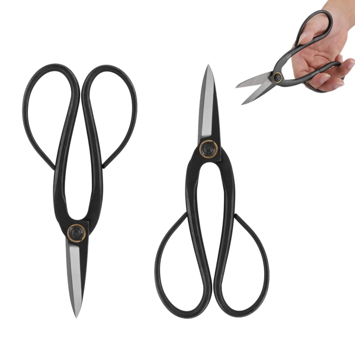 2PCS Garden Scissors, 200mm Bonsai Scissors Flower Scissors Steel Gardening Shears Pruning Scissor for Arranging Flowers Trimming Plants