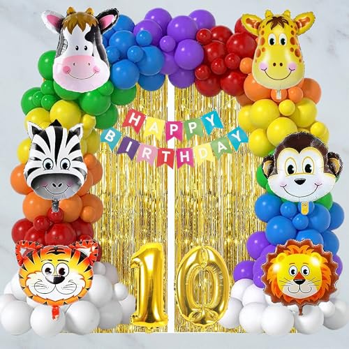 Image of Birthday Decoration Items Kit | Jungle Safari theme | Multicolor Theme Decoration for Kids | Birthday Decoration (10 YR)