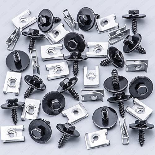 Rexka 20 Sets M4.8 Fender Liner Splash Shield Bumper Cover Screws U Nuts Kit for BMW Mini 07147129160 07129904150 E36 E46 E60 E63 E88 E90