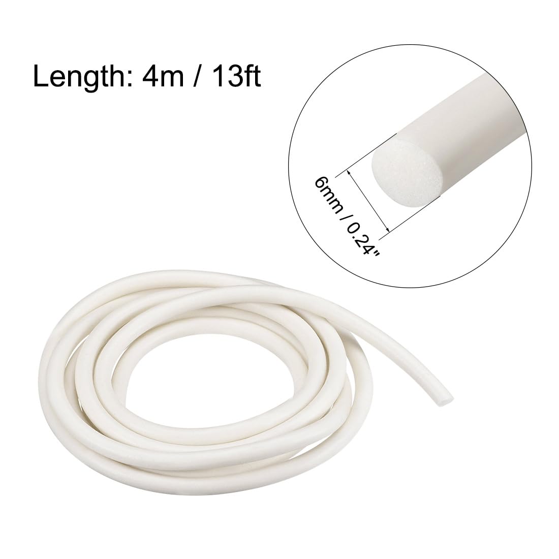 uxcell Silicone Foam Seal Weather Strip 6mm 4m 13ft Sponge Rubber