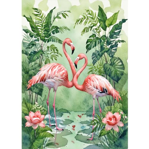 SHEGZHUC Diamond Painting Erwachsene Flamingo Paar, 30x40cm Diamant Malerei Bilder Tiere Vogel, Mosaik Stickerei Kreuzstich Kunst Geschenk, Wanddekoration für Schlafzimmer Wohnzimmer