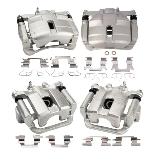 Image of TRQ Front and Rear Brake Caliper Set Caliper Brackets Compatible with 14 Nissan Rogue 15-16 Rogue US Built Models 17-18 SV US Built Models 17-18 SL