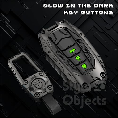Image of STYLEOBJECT Transformer Series Waterproof Luxury Soft Silicone 3-Button Car Key Cover with Keychain for Toyota Fortuner, Hycross Innova | Premium Metal Protection Shell