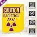 Anobell 4 Pack Caution Radiation Area Signs 10 x 7 Inch Rust-Free Aluminum OSHA Sign with Symbol UV Protected Industrial Radioactive Warning Signs for Business Construction Site Warehouse