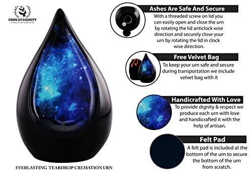 Everlasting Teardrop Cremation Urns,Urn For Human Ashes, Adult Urn For Funeral, Burial, Columbarium Or Home, Cremation Urns For Human Ashes Adult 200 Cubic Inches:- With Velvet Bag (Black Purple) #TOP5