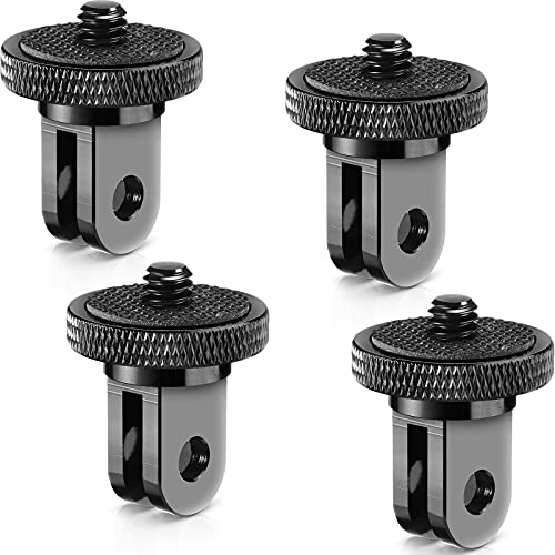 Frienda 4 Pieces Aluminum Camera Tripod Mount Adapter 1/4-20 Conversion Adapter for Tripod Compatible with GoPro Action Cameras and Other Standard 1/4 Accessories(Black)