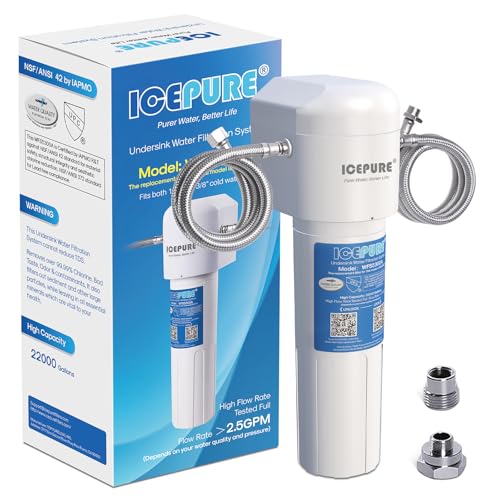 Comparison: Best Inline Water Filter For Ice Maker 10 ICEPURE Under Sink Water Filter System, 3 Years or 22000 Gallons Ultra High Life NSF/ANSI 42 Certified, Removes Heavy Metals,Chlorine,Direct Connect Under Counter Drinking Water System, USA Tech