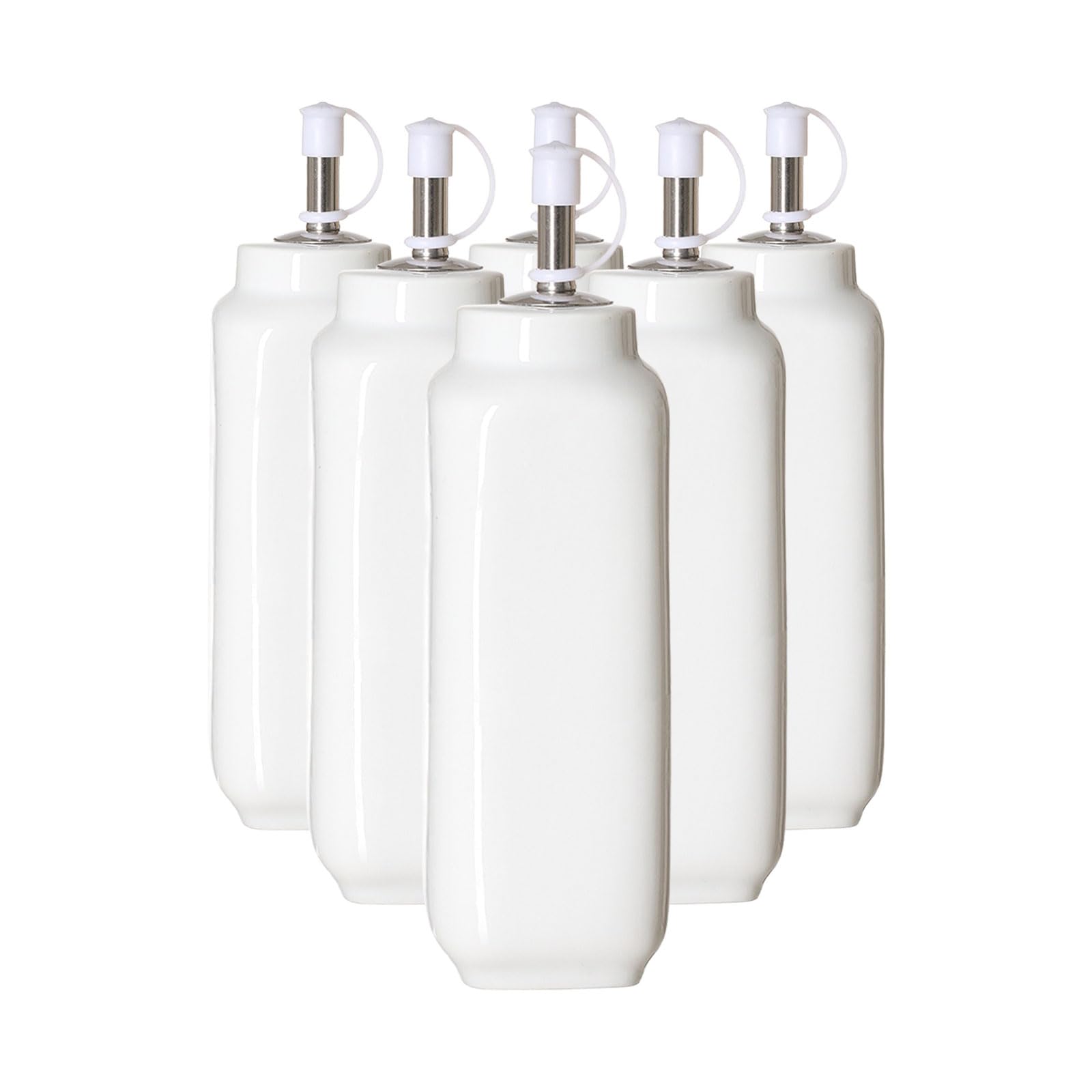 Ritzenhoff & Breker Bianco Essig -/Öl-Flasche 9,5 cm 6er Set, Weiß | Porzellan, Spülmaschinenfest & Mikrowellengeeignet, Klassisches Geschirr
