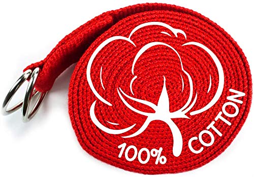 Image of Aprodo Yoga Strap (6 /8 /10 Feet Size Option) 1.5 inch Width 100% Cotton Straps with Adjustable D-Ring Buckle, Best for Yoga, body Flexibility & General Fitness