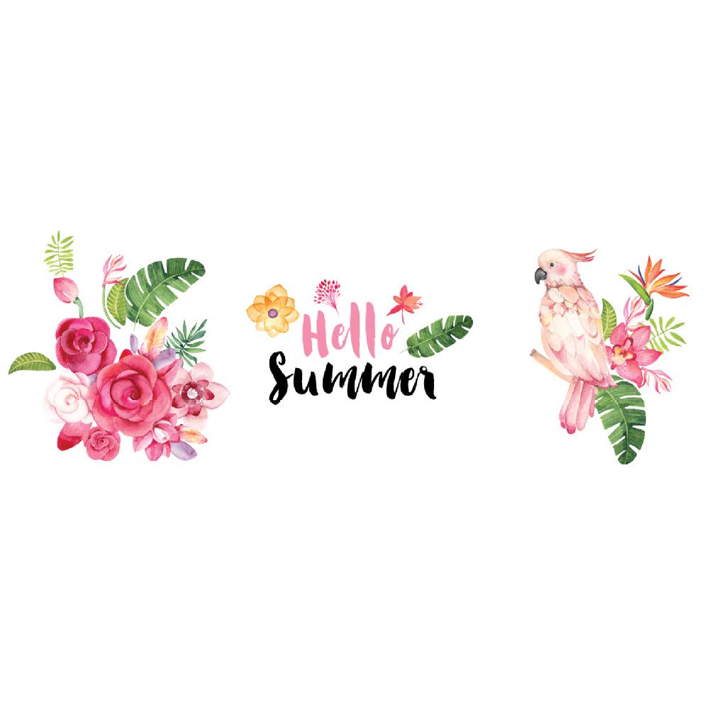 Pink Parrot Flower Summer Wall Sticker Decal for Room Decor