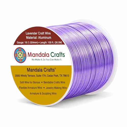 Image of Mandala Crafts 18 Gauge Lavender Anodized Aluminum Craft Wire, 100 FT | Colored, Flexible, Bendable, for Bonsai, Armature, Sculpting, Wire Wrapping, Jewelry Making, Weather & Tarnish Resistant