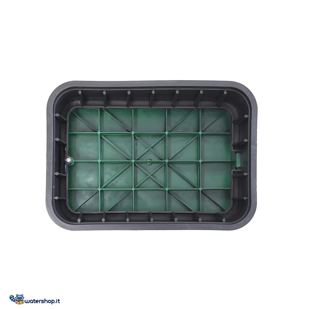 WaterShop PC401-MS38 Pozzetto rettangolare Mini Standard, Base: 30,6 x 43,6 cm, Coperchio: 26 x 38,5 cm; Altezza: 17 cm, Nero/Verde