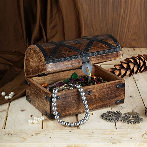 Ajuny Treasure Chest Keepsake And Jewelry Box Wood - Treasure Box Multipurpose Use As Jewelry Storage, Trinket Holder Or Watch Box, Great For Gifts #TOP3