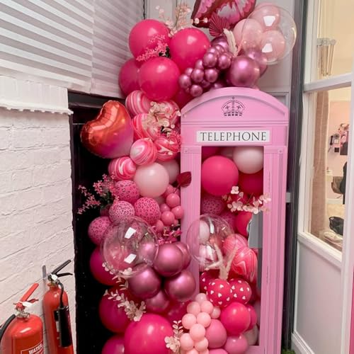 Image of YMSZ Pink Balloons, 67pcs 12 Inch Hot Pink Balloons Metallic Chrome for Birthday, Baby Shower, Wedding, Valentine's Day Party Decoration