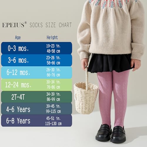 Image of EPEIUS Baby Girl Tights Thick Cable Knit Leggings Stockings Cotton Pantyhose for Newborn Infant Toddler 3 /4 /5 /6 Pack