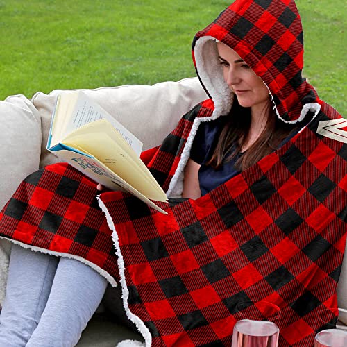 Mama Buffalo Plaid Wearable Blanket Hoodie - Birthday Gifts For Mom From Daughter Son, Mom Gifts For Wife From Husband, Wife Birthday Gift #TOP5