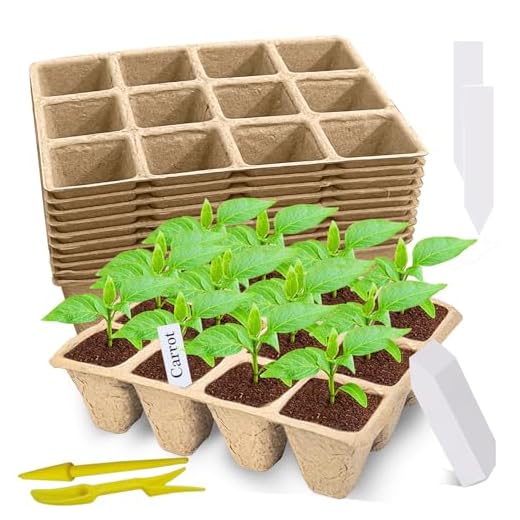 Doubleggs 120 Cells Seed Starter Tray, 10 Pack Biodegradable Peat Pots with 100 Labels, Plant Starter Kit for Seedlings