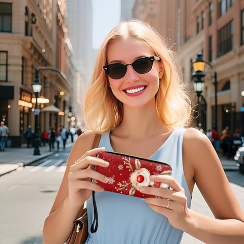 Image of Bulopur Christmas Reindeer Wristlet Wallet for Women Teen Girls Blocking Credit Card Holder PU Leather Phone Wallet Clutch Large Capacity Ladies Travel Purse